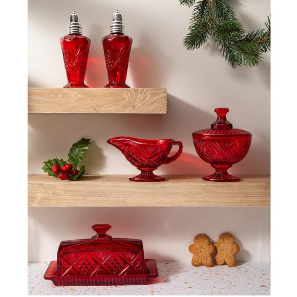 Godinger Dublin RED Crystal Hostess 5pc Set New In Box - Picture 3 of 3